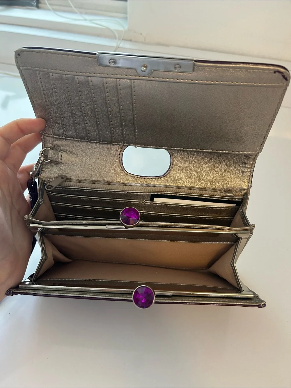 Nine West Purple Patent Wristlet Clutch